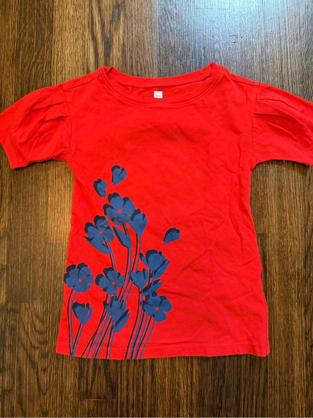 Tea Collection Red Tee with Navy Floral Print